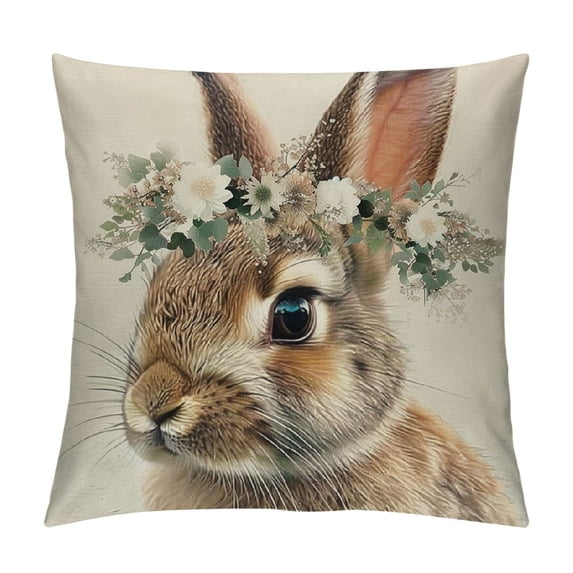 Nawypu Bunny Easter Pillow Covers Rabbit Greenery Flower Easter Decorations Spring Outdoor Farmhouse Pillows Decorative Throw Pillows Cases Indoor Decor Cushion Covers for Home Sofa