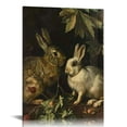 thumbnail image 1 of Nawypu Bunny Rabbit Poster Decorations For Wall Art Framed Canvas Animal Prints Vintage Artwork For Bedroom Famous Paintings Pictures Prints Classic Home Decor Framed, 1 of 5