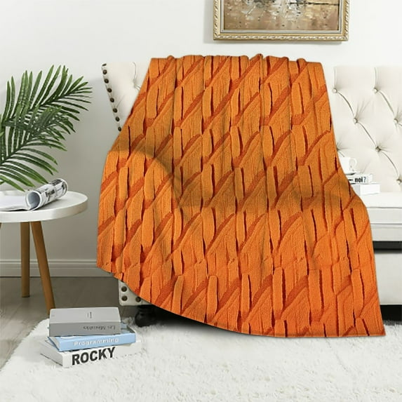 Nawypu Burnt Orange Throw Blanket for Couch, Decorative Fall Throw Blanket with Tassels Halloween Throw Fall Decor