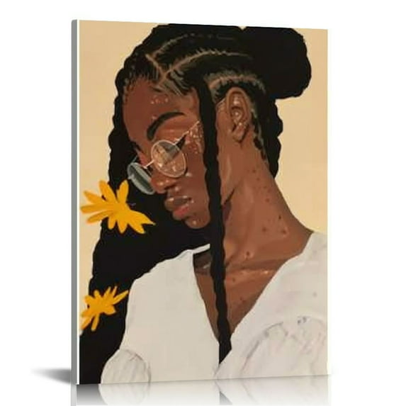 TIAOTIAOHOU Butterflies and Flowers Black Girl Art, African Women Wall Art, Decor, African American Wall Decor, Boho Abstract Art, Wall Art Print