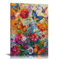 thumbnail image 1 of Nawypu Butterfly Wall Art Color Butterfly Canvas Print Nature Floral Artwork for Girls Bedroom Modern Home Framed Artwork For Bathroom Kitchen, 1 of 5