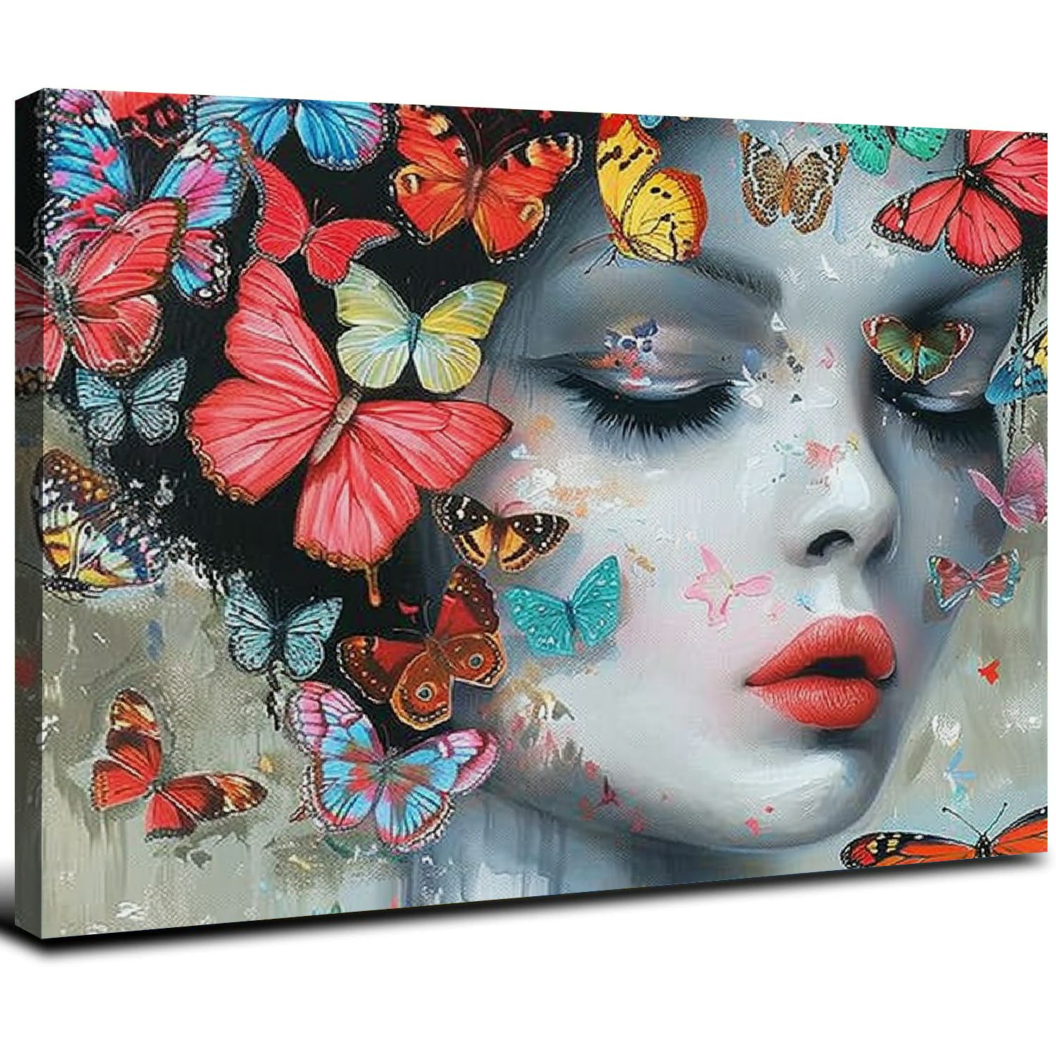 Nawypu Butterfly Wall Decor Gifts for Women Colorful Butterlies Canvas Wall Art Poster Black