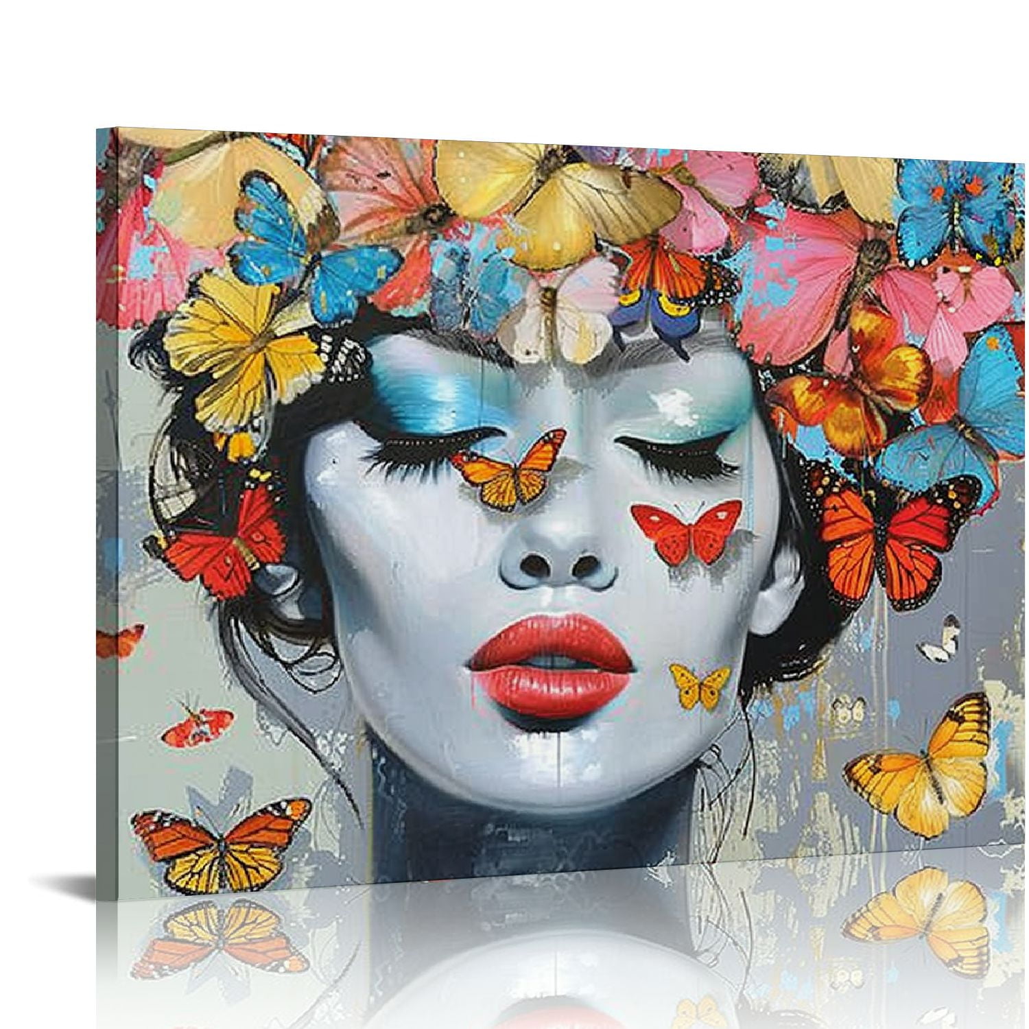 Nawypu Butterfly Wall Decor Gifts for Women Colorful Butterlies Canvas Wall Art Poster Black