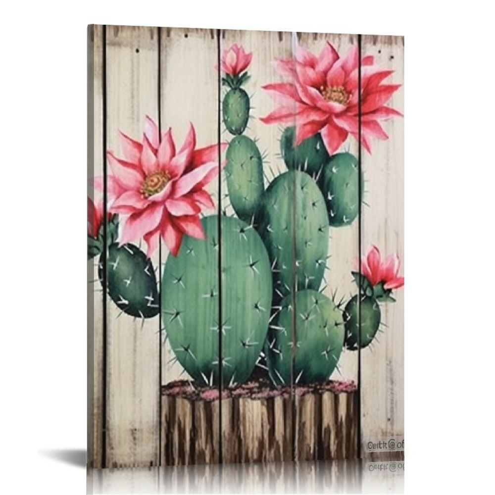Nawypu Cactus Wall Art Canvas Cacti Pictures Green Plants Painting ...