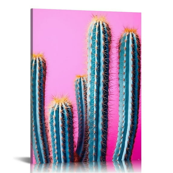Nawypu Cactus Wall Art Colorful Succulent Wall Decor Desert Plant Canvas Pictures Pop Mexican Decor Bathroom Kitchen Artwork Boho Poster Painting for Living Room Bedroom Home Decoration