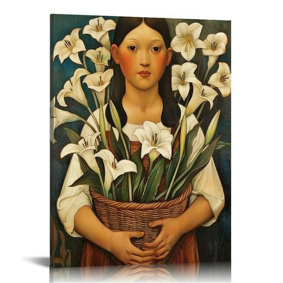 Nawypu  Calla Lily Vendor by Diego Rivera Wall Art - Retro Girl Posters Art Canvas Prints, For Room Decor &amp; Home Decor