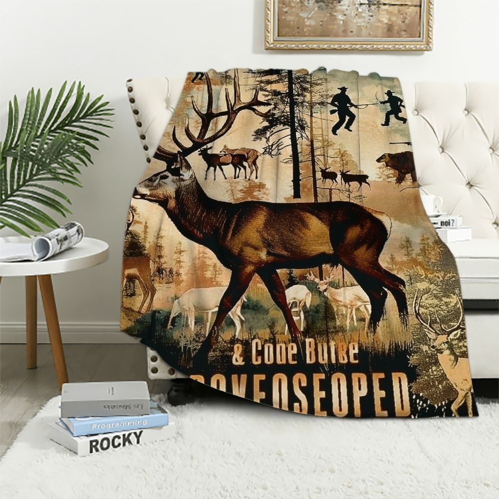 Nawypu Camo Blanket Funny Fuzzy Blanket Deer Hunting Stuff American