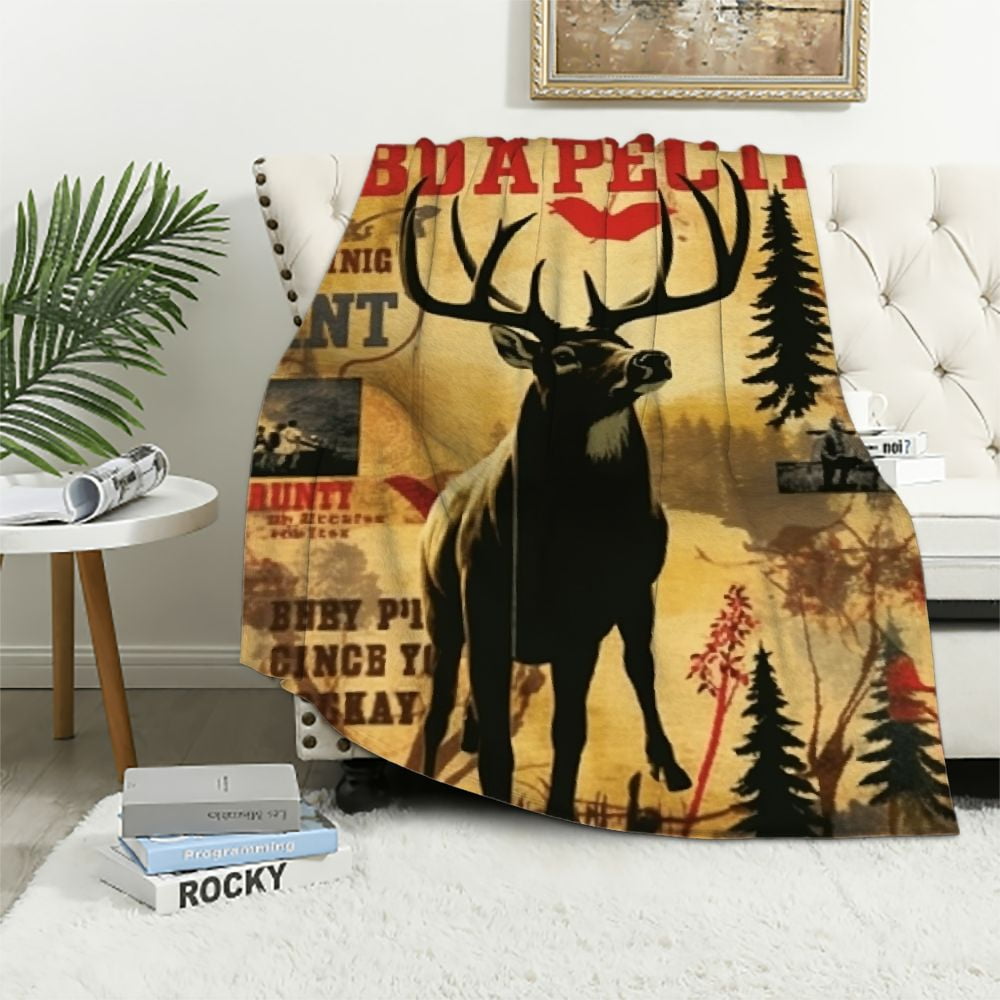 Nawypu Camo Blanket Funny Fuzzy Blanket Deer Hunting Stuff American