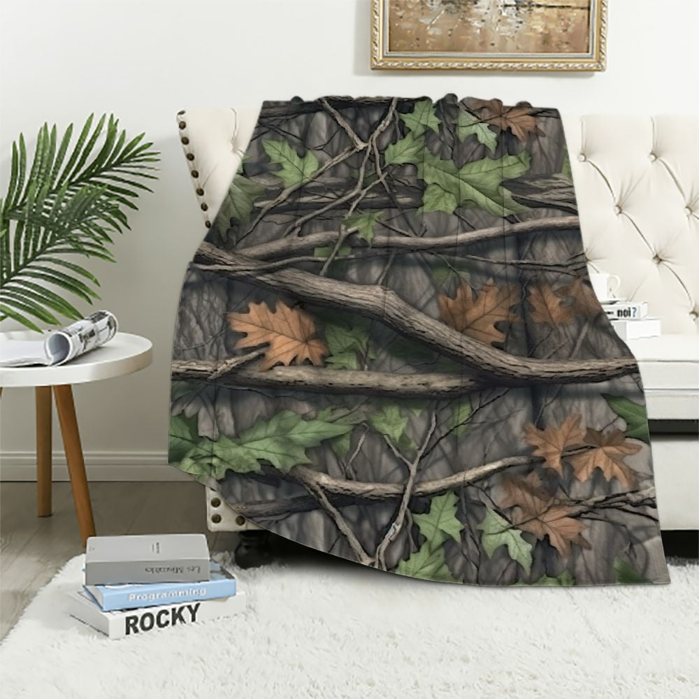 Nawypu Camo Hunting Camouflage Forest Throw Blanket Super Soft Warm Bed Blankets for Couch
