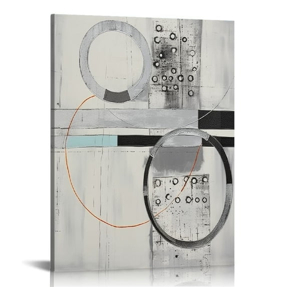 Nawypu Canvas Abstract Framed Wall Art with Black Frame, , Gray