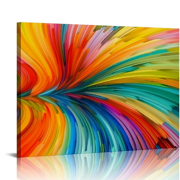 Nawypu  Canvas Abstract Painting, Canvas Wall Art Decor Abstract Wall Painting Prints Picture of Colorful Strips Framed Stretched Printed on Canvas for Home Living Room Bedroom Office