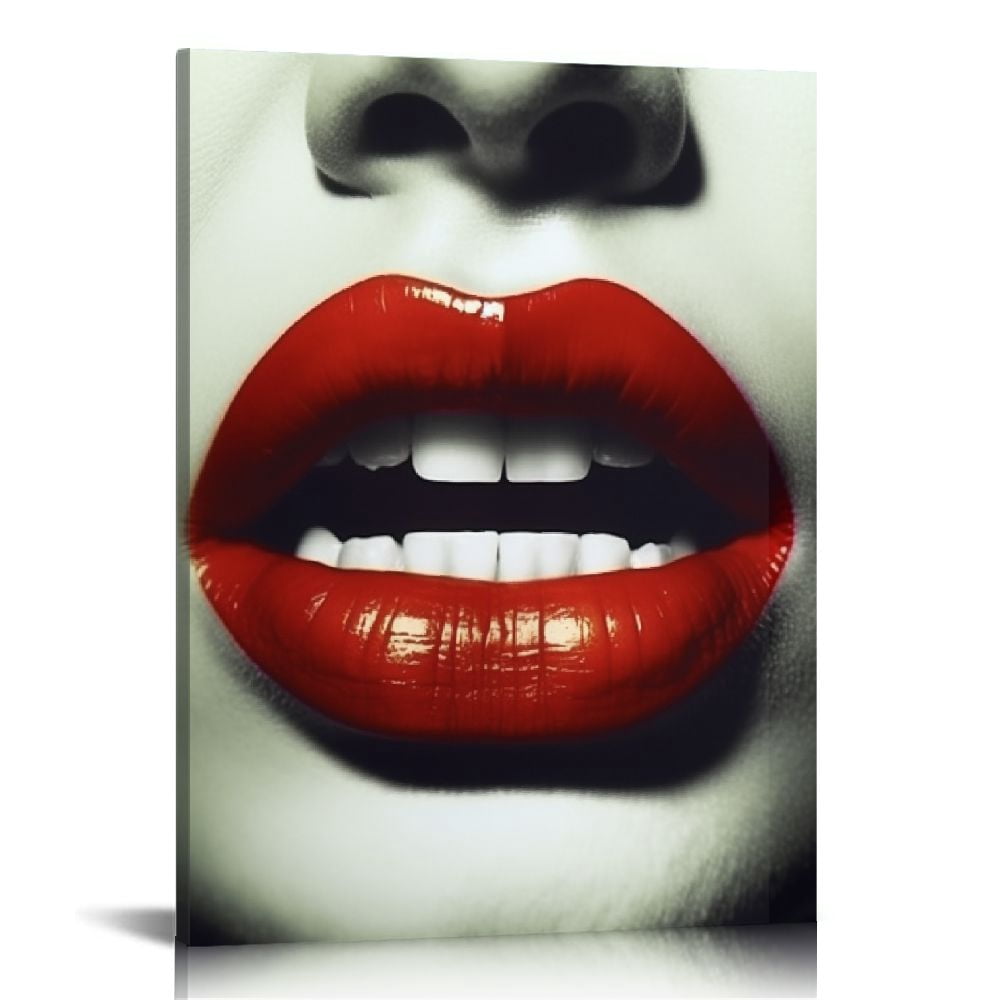 Nawypu Canvas Art Canvas Spray Painting Modern Fashion Women Sexy Red ...