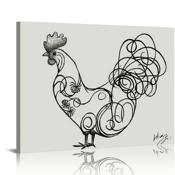 Nawypu Canvas Painting Wall Picture Printing Pablo Picasso Rooster Line Art Print Picasso Painting Kitchen Wall Art Farmhouse Decor Contemporary Living Room Bedroom Office Modern Art Deco