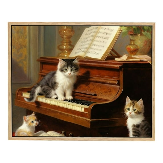 Nawypu Canvas Print Wall Art - Cat Series - The Piano Lesson