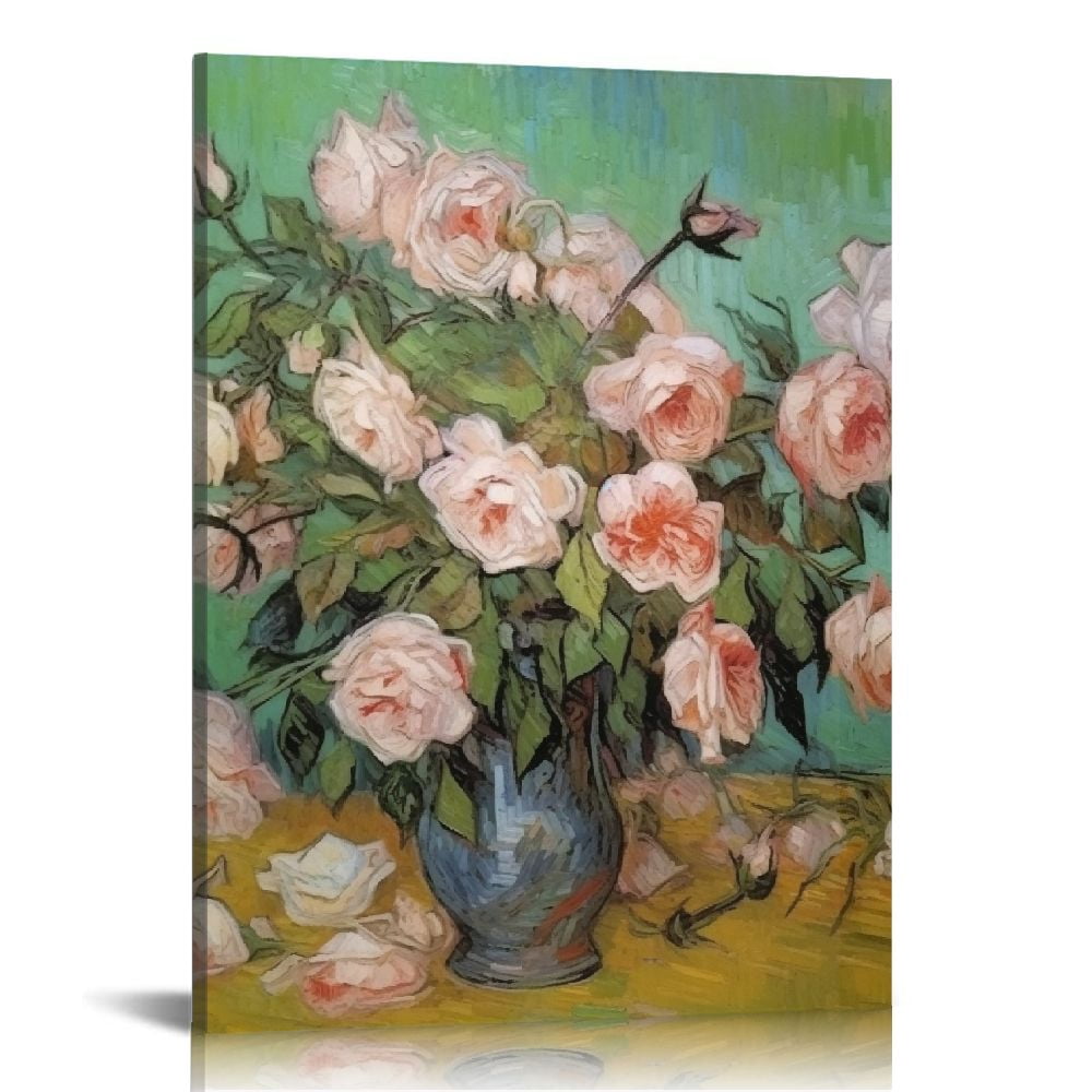 Nawypu Canvas Print Wall Art Pink Roses 1890 Decorative Art Colorful ...