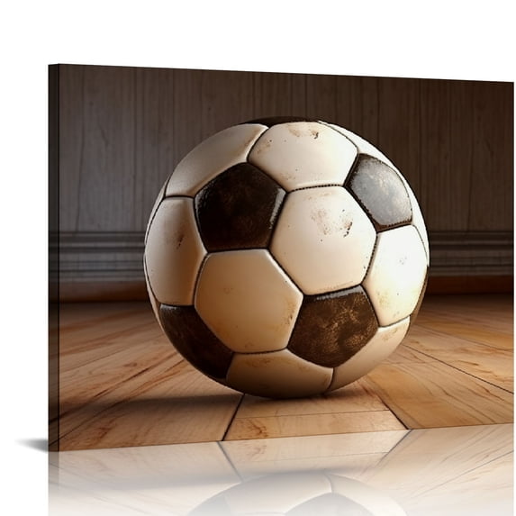 Nawypu Canvas Print Wall Art Vintage Retro Faded Soccer Ball Close Up Sports Athletes Photography Modern Art Contemporary Scenic Urban Multicolor for Living Room, Bedroom, Office
