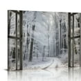 thumbnail image 1 of Nawypu  Canvas Print Wall Art Window View Rustic Winter Snow Forest Tree Path Wilderness Nature Photography Realism Scenic Landscape Colorful Multicolor for Living Room, Bedroom, Office, 1 of 4