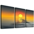 thumbnail image 1 of Nawypu  Canvas Prints Wall Art Decor Large Yellow Sunset over the ocean Picture Curved Horizon Painting Artwork for Dining Room Kitchen Home Decor Framed Ready to Hang 12''x16''X3 Panels, 1 of 4