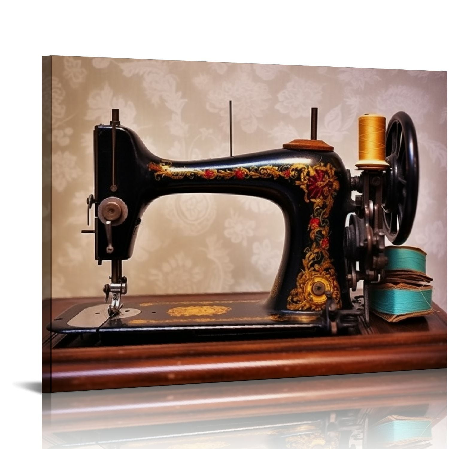 Nawypu Canvas Prints Wall Art - Old Sewing Machine with