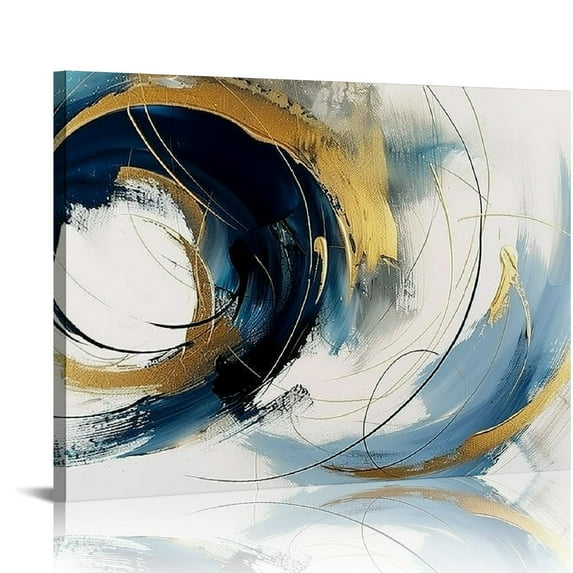 Nawypu Canvas Wall Art Abstract Art, Abstract Wall Art, Blue Fantasy Colorful Graffiti on White Background, Blue And Gold Abstract Canvas Art, Modern Art, Suitable For Living Room Bedroom Wall Art