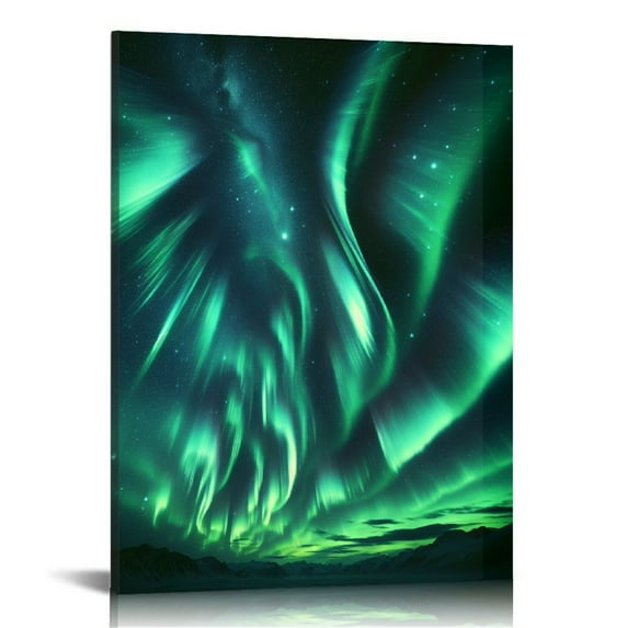 Nawypu Canvas Wall Art Aurora Borealis Wall Painting American Modern Artwork Pictures Northern Lights Home Decorations for Living Room and Bathroom Framed Stretched Ready to Hang
