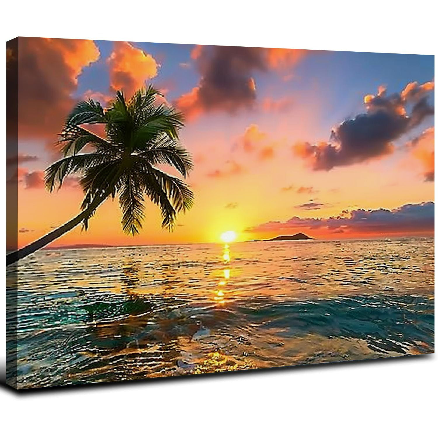 Nawypu Canvas Wall Art Beach Sunset Ocean Waves Nature Pictures Canvas ...