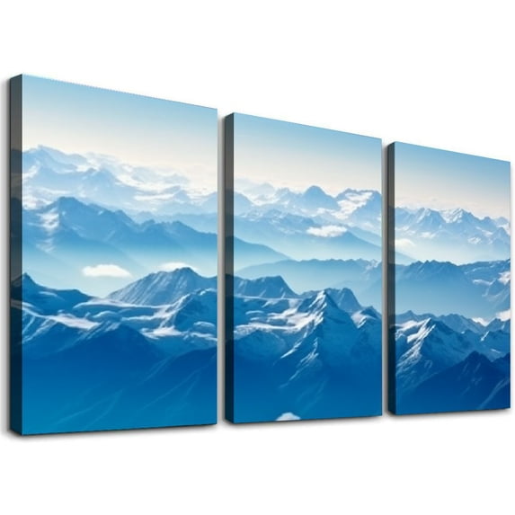 JEUXUS Canvas Wall Art - Beautiful Landscape of Covered with Snow | Modern Home Art Canvas Prints Giclee Printing to Hang - 12''x16''X3 Panels