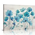 thumbnail image 1 of Nawypu  Canvas Wall Art Bedroom Rustic Blue Flower Pictures Farmhouse Decor Teal Floral Paintings Turquoise Framed Artwork Grey Prints Gray Bathroom Decorations Mom Gifts, 1 of 4