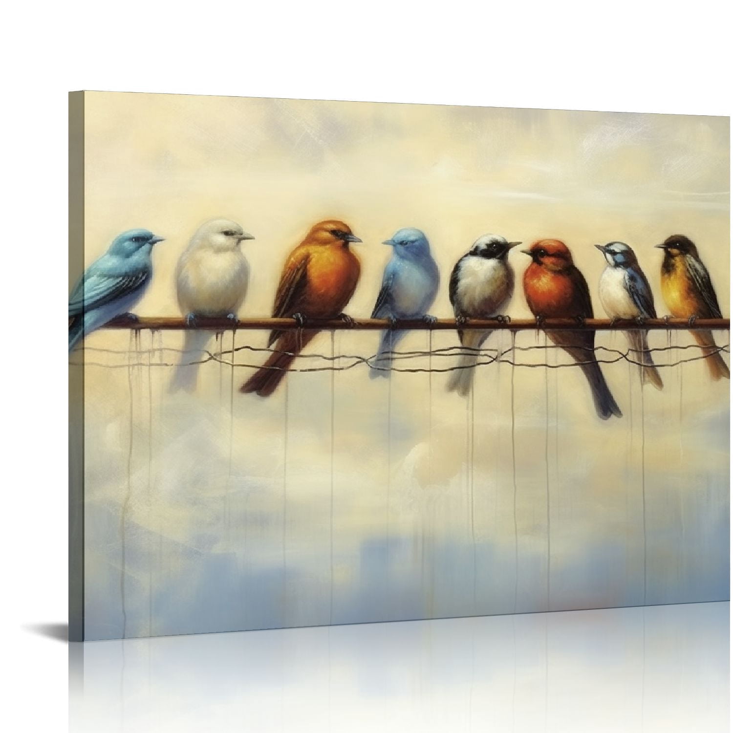Nawypu Canvas Wall Art Bird Painting: Modern Living Room Bedroom Large ...