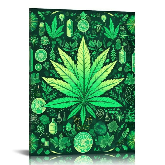 Nawypu Canvas Wall Art Decor, Medical Marijuana and a Stethoscope Printed Home Decoration