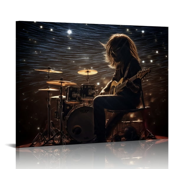 Nawypu Canvas Wall Art Decor Meteor Night Sky View Artwork Canvas Prints for Living Room Bedroom Kitchen Office Stretched & Framed Ready to Hang