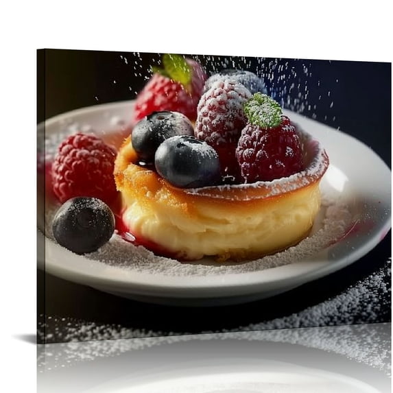 Nawypu Canvas Wall Art Egg Tart Interesting Food Canvas Print Artwork Wall Art Paintings Print for Living Room Dinning Room Bedroom Bathroom Home Decor