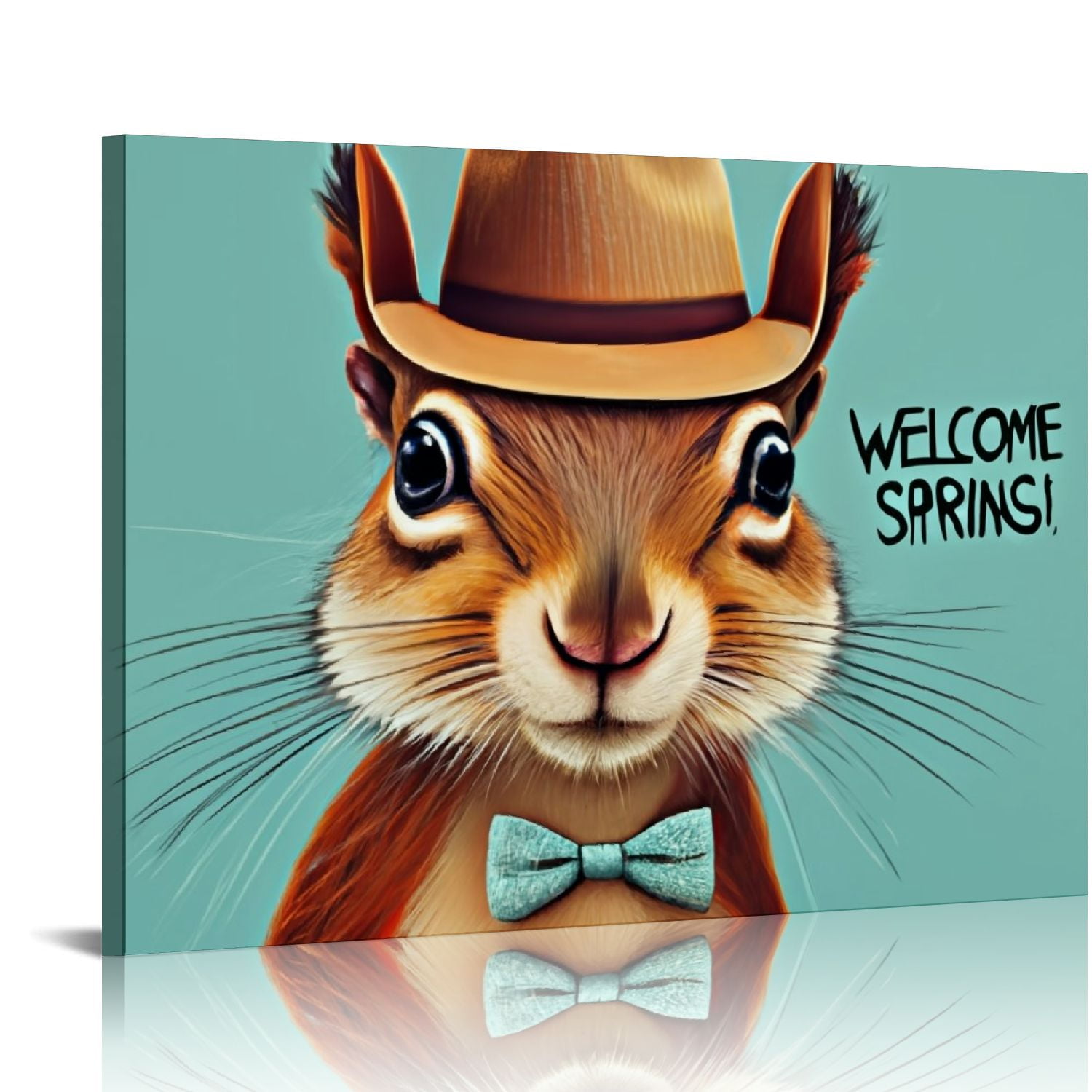 Nawypu Canvas Wall Art Groundhog Day Welcome Spring Cute Cotton Linen ...