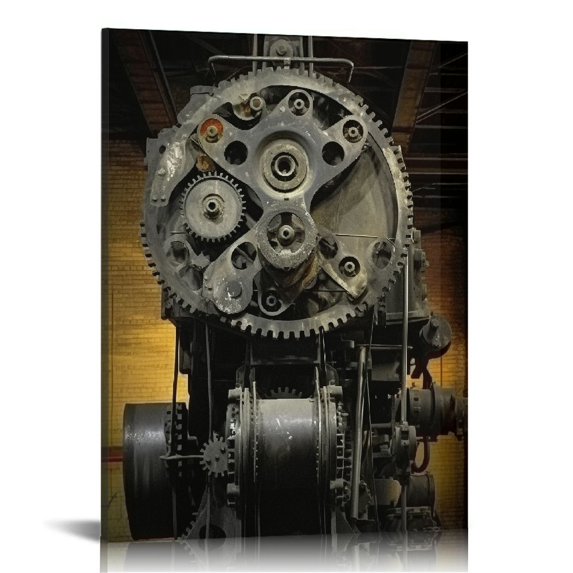 Nawypu Canvas Wall Art Living Room Décor Steampunk Art Prints Machine Old Factory Artwork Wall Decor Architecture The Picture Vintage Paintings Posters Home Decorative for Bedroom Office