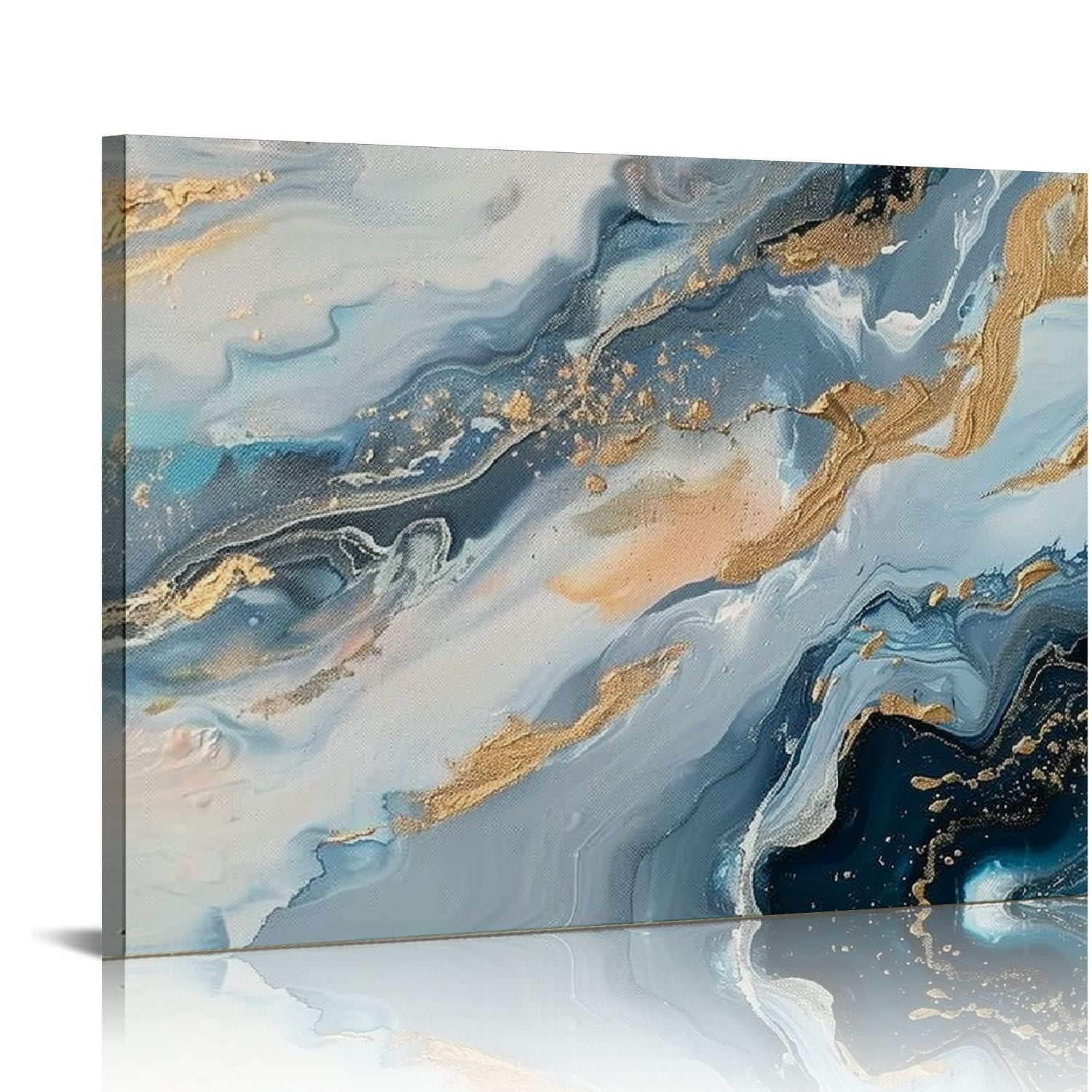 Nawypu Canvas Wall Art for Living Room Modern Navy Blue Abstract ...