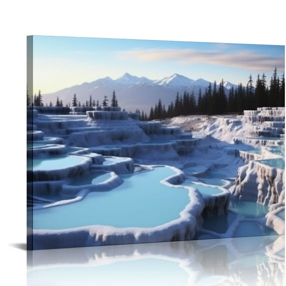 Nawypu Canvas Wall Art Posters Decor Wall Painting Art Prints Decorations for Bedroom Living Room Office Aesthetic Türkiye Pamukkale Hot Spring Pool Romantic