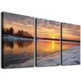 thumbnail image 1 of Nawypu  Canvas Wall Art Prints Scenic winter landscape lake sunset at evening time Finland Stretched & Framed Large Size Painting Poster Artwork Home Decor Ready to Hang 12''x16''X3 Panels, 1 of 4