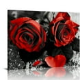 thumbnail image 1 of Nawypu Canvas Wall Art Red Rose Painting Bathroom Accessories,Black and White Wall Art Flower Pictures Canvas Print Artwork for Living Room Bedroom Home Decorations, 1 of 5