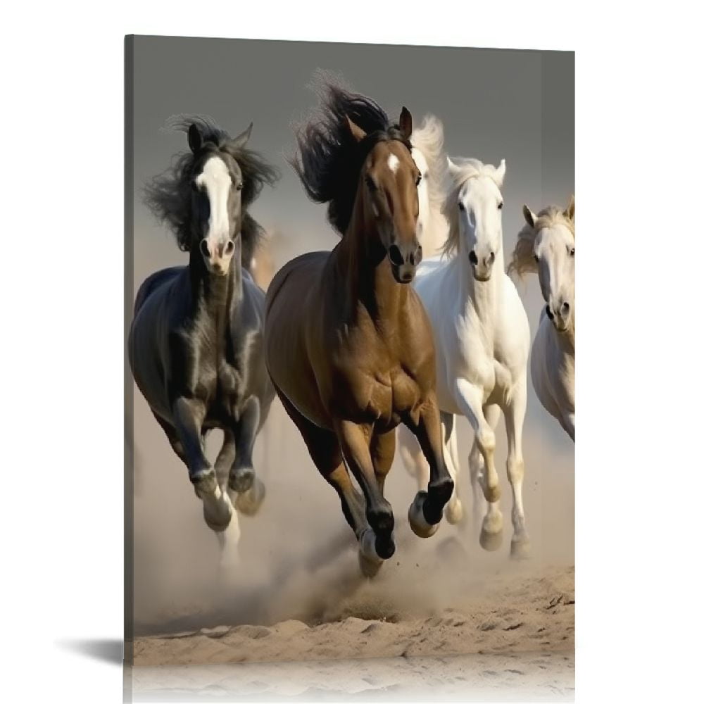 Nawypu Canvas Wall Art Running Horses Picture Painting on Canvas Wild ...