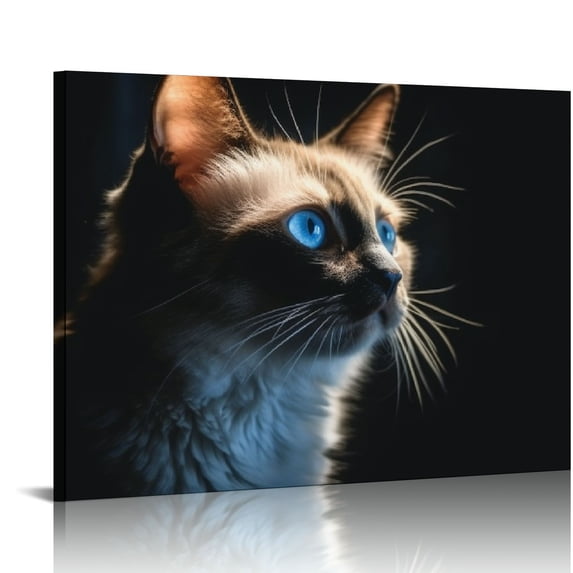 Nawypu Canvas Wall Art Siamese Cat Pictures Poster Print Animal Prints Wall Decor With Framed