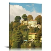 Nawypu Canvas Wall Art Small picturesque resort town Como Italy Lombardy shores Lake Como Paintings for Living Room Wall Decor, Stretched & Framed Artwork Wall Poster Ready to Hang 16x20 inch