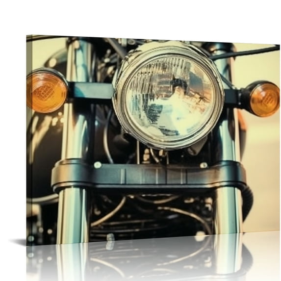 Nawypu  Canvas Wall Art Vintage Headlight Lamp Motorcycle Poster Art Prints Modern Home Decor Stretched and Framed Ready to Hang for Mens Bedroom Decor Gift