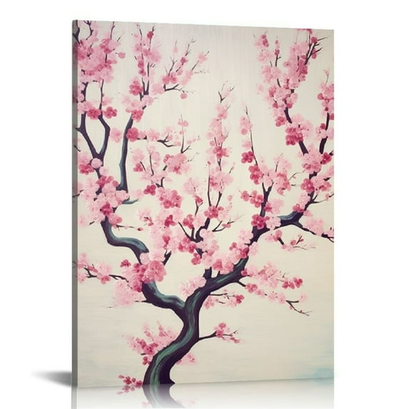 Nawypu Canvas Wall Art - Watercolor Painting Style Cherry Blossom - Giclee Print Gallery Wrap Modern Home Art Ready to Hang