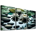 thumbnail image 1 of Nawypu Canvas Wall Art - White Lotus and Black Zen Stones Picture - Modern Wall Decor Gallery Canvas Wraps Giclee Print Stretched and Framed Ready to Hang, 1 of 4