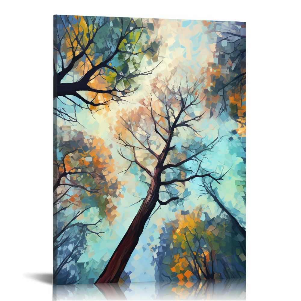 Nawypu Canvas Wall Art Yellow Tree Forest Landscape Picture Prints ...