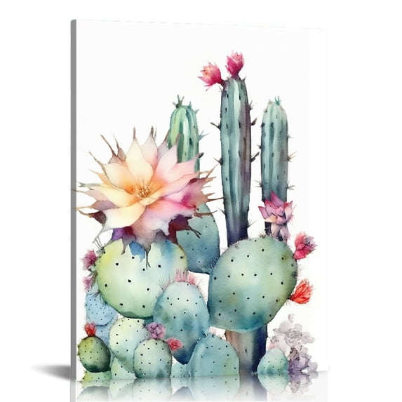 Nawypu Canvas Wall Art for bedroom living room Canvas Prints Artwork bathroom Wall Decor Green plants Succulent cactus flower painting modern Framed Ready to hang Home Decorations 16x20 inch