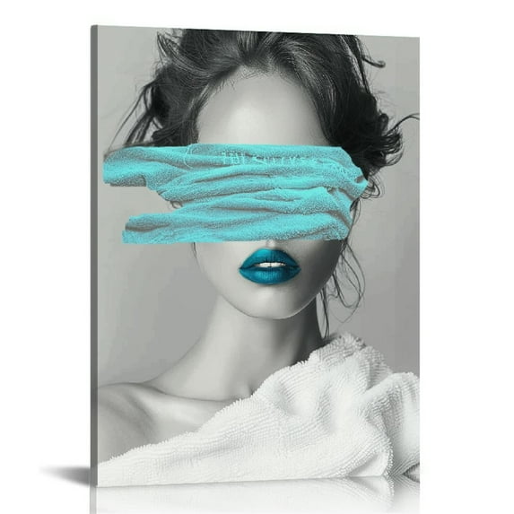 Nawypu Canvas Wall Art for Bathroom Decor Modern Elegant Woman Black White Teal Blue Prints Ready to Hang