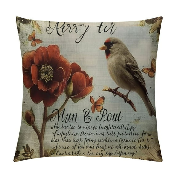 Nawypu Cardinalis A Letter from Heaven Throw Pillow Covers, Northern Cardinal Daily Life in Memory Commemorate Cushion Case for Sofa Couch