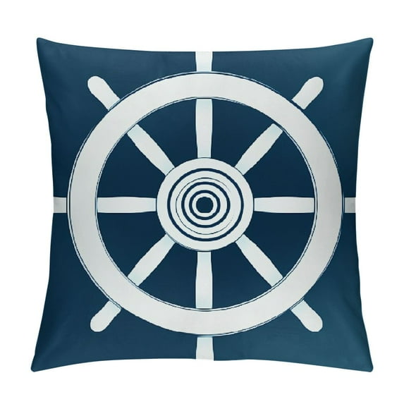 Nawypu Cartoon Rudder Pillow Cover Nautical Style Ocean Sea Sailing Theme Cushion Cover for Living Room Sofa Hand Drawing Style Soft Cushion Case for Kids Teens Adults Single Set