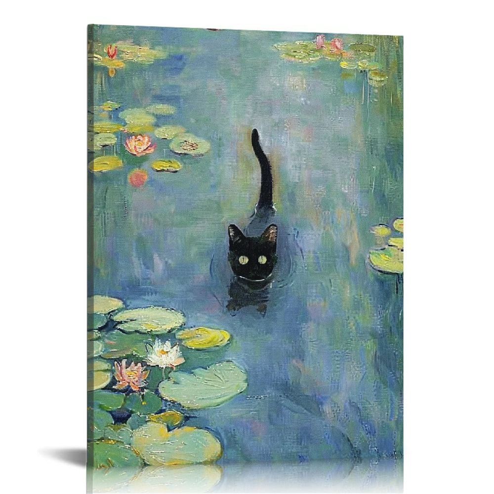 Nawypu Cat Poster Monet Prints Vintage Posters Canvas Wall Art Funny ...